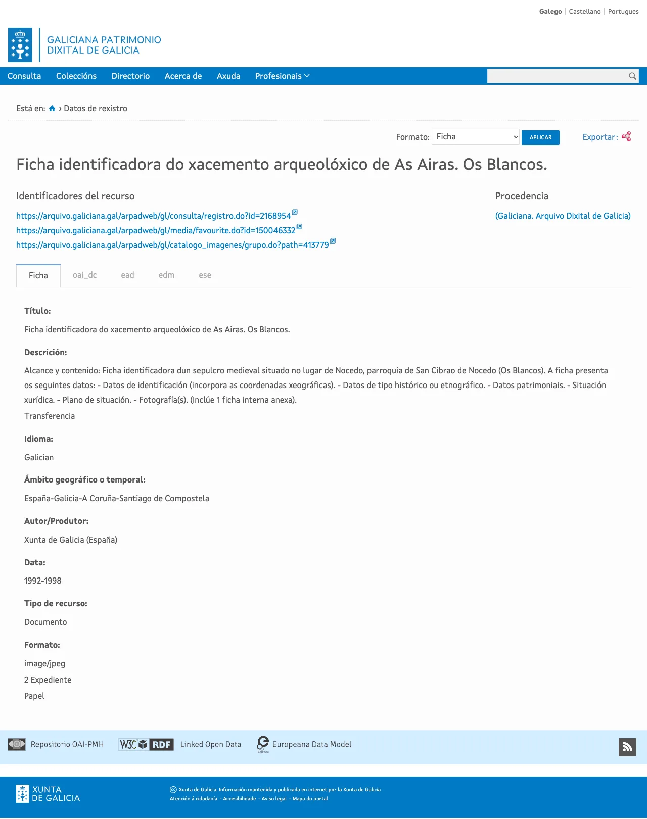 Ver la ficha del archivo: El sepulcro de As Airas