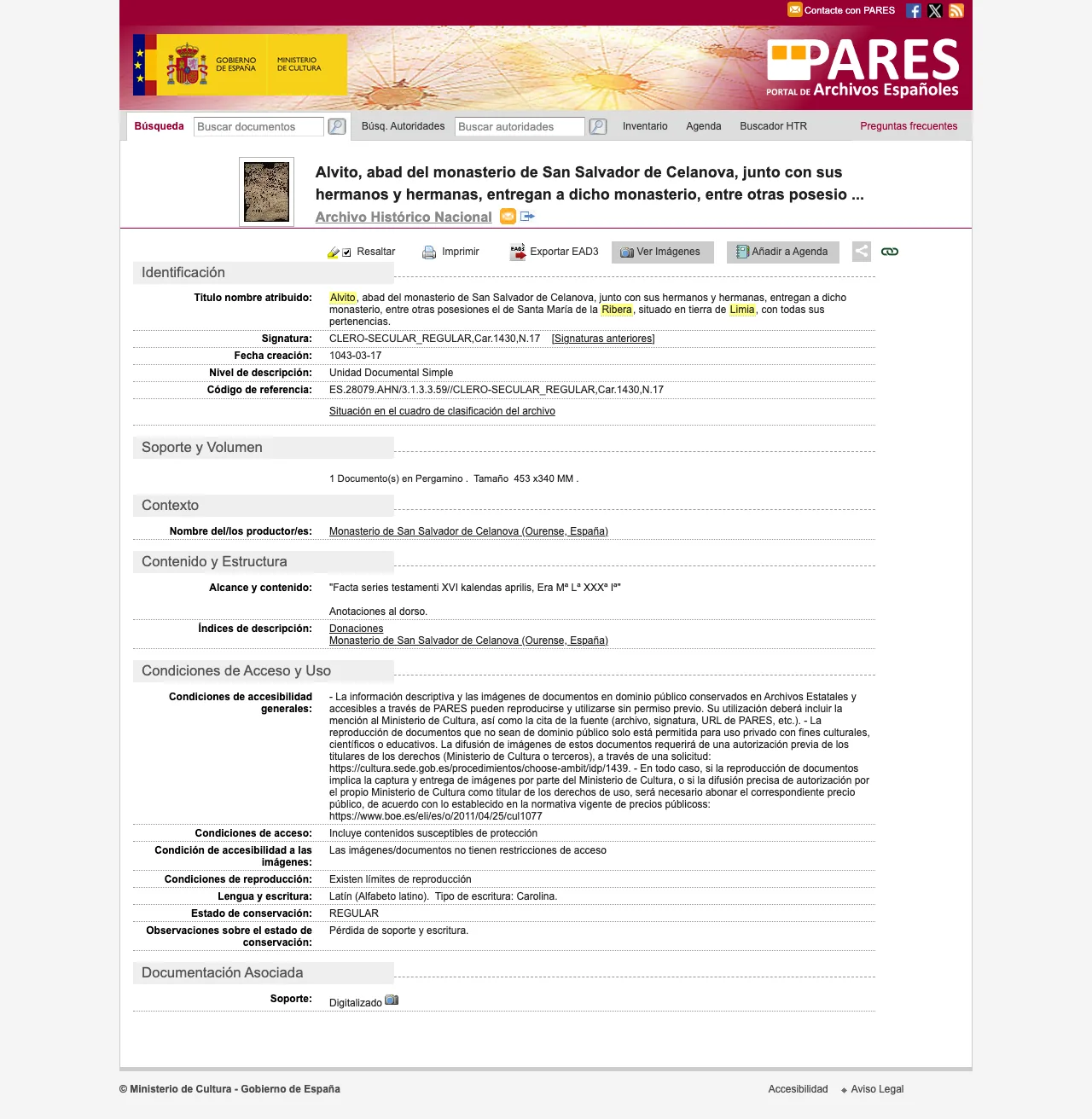 Ver la ficha del archivo: El pergamino de Celanova